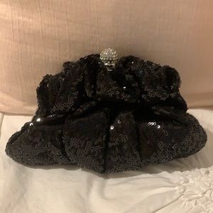 Black sequined evening bag